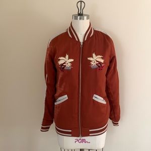 Capulet Womens Hawaii Mai Tai Bomber Jacket Orange And Cream Size Small